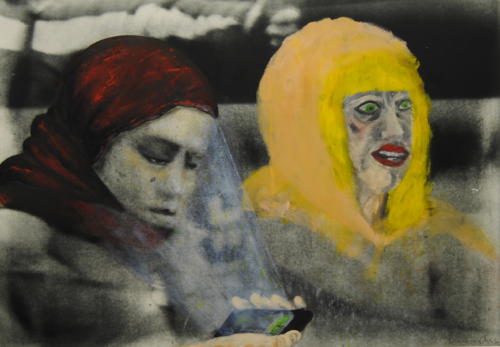 "2 Frauen"Photoradierung,Öl,Zeichnung2016