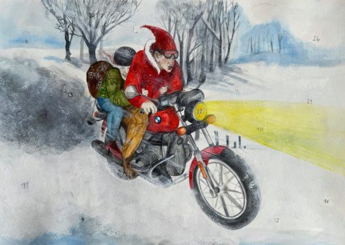 Der Wihnachtsmann und  sein Wichtel Fahren BMW 2021