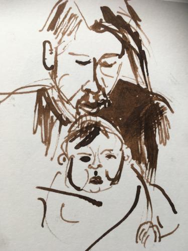 "Peter und Luca"  2007 Tuschezeichnung  