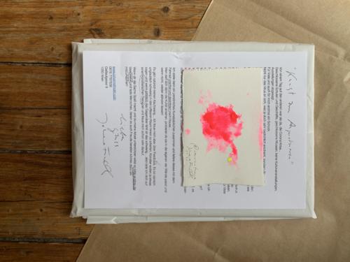 Kunst zum anprobieren:Immer eine original Karte Und ein Text dabei 